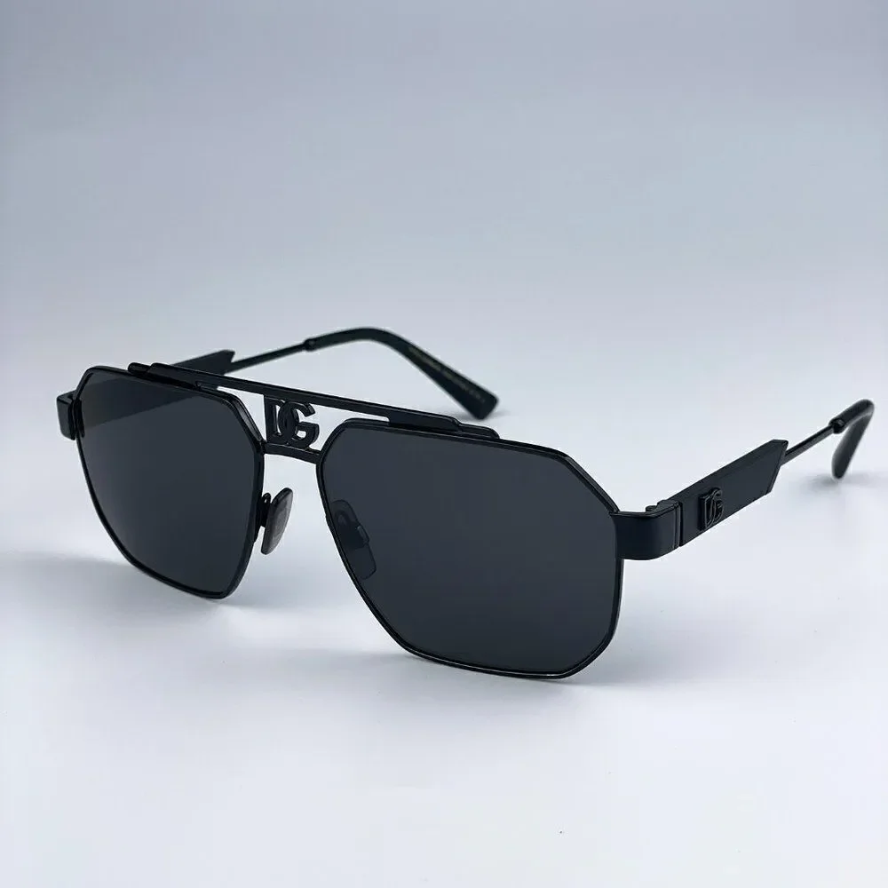 SALE! NEW D&G DG2294 01/87 Black Grey Pilot Metal Unisex Sunglasses